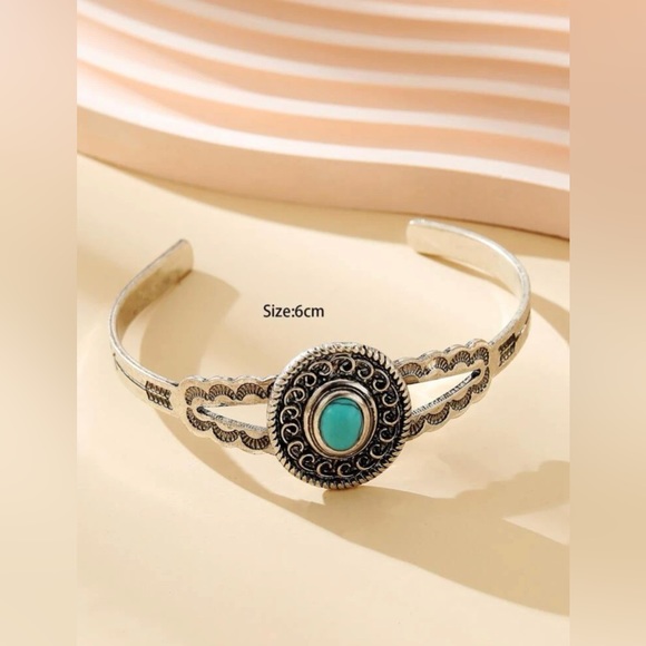 Turquoise Decor Cuff Bangle - Picture 1 of 5